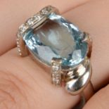 Aquamarine and diamond dress ring