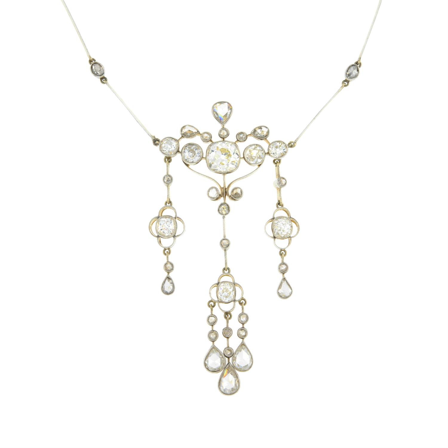 Victorian silver and 15ct gold diamond necklace - Image 2 of 6