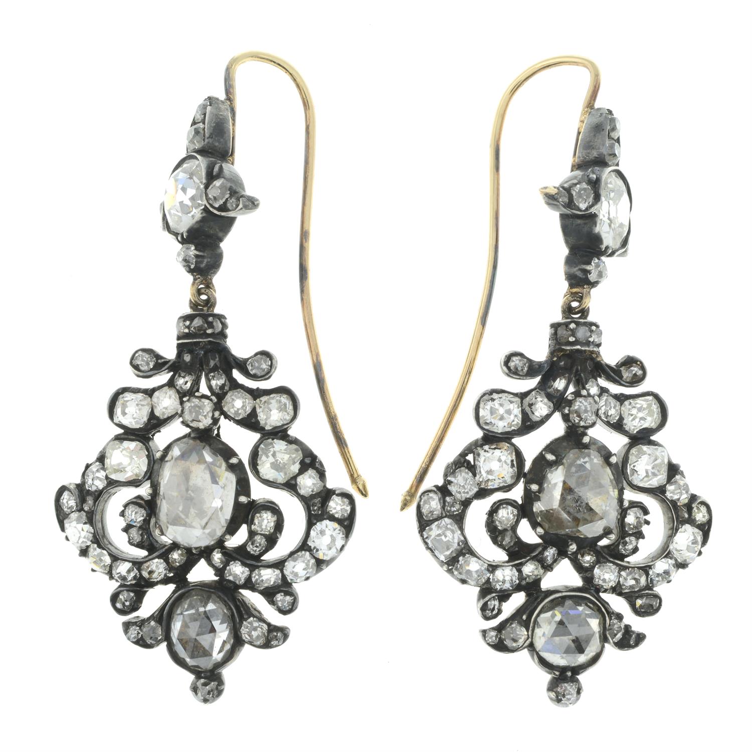 Old and rose-cut diamond earrings - Image 4 of 4