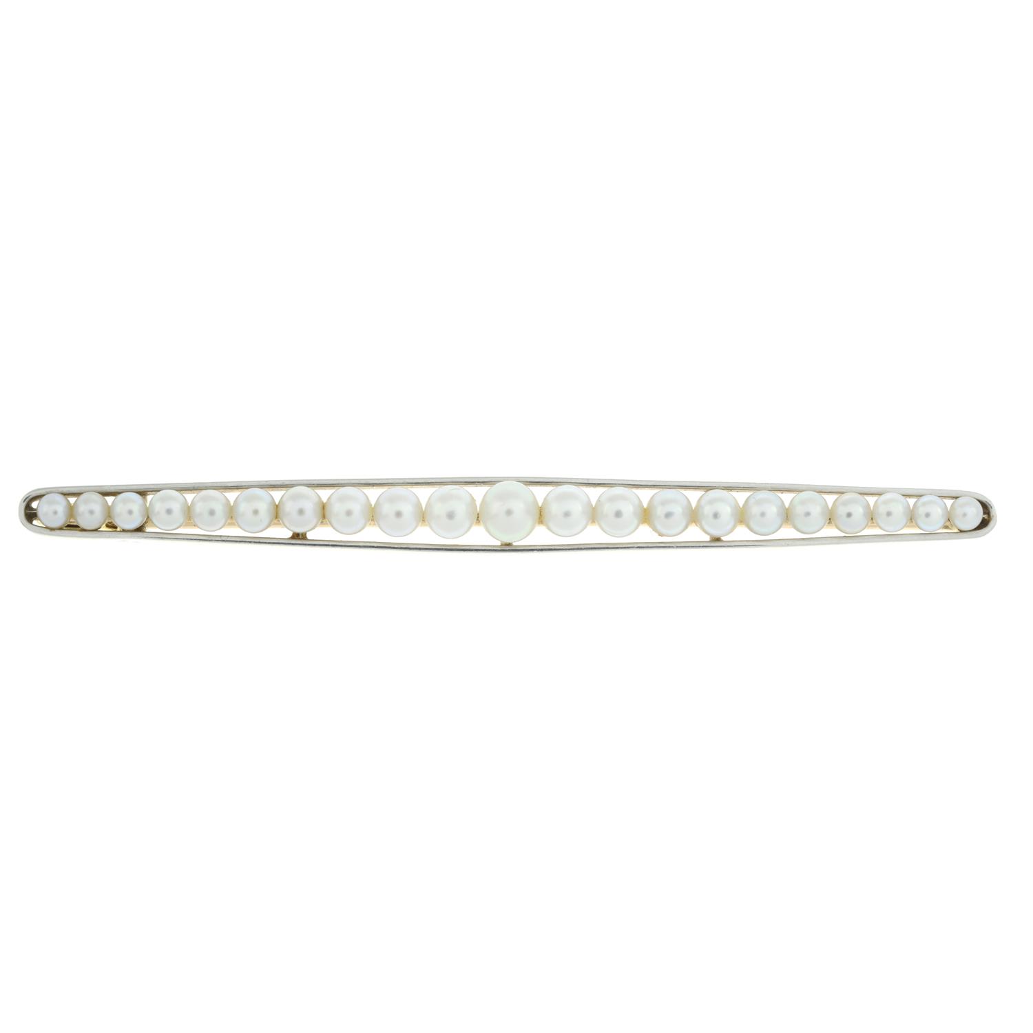 Early 20th century platinum and 15ct gold pearl brooch - Image 2 of 5