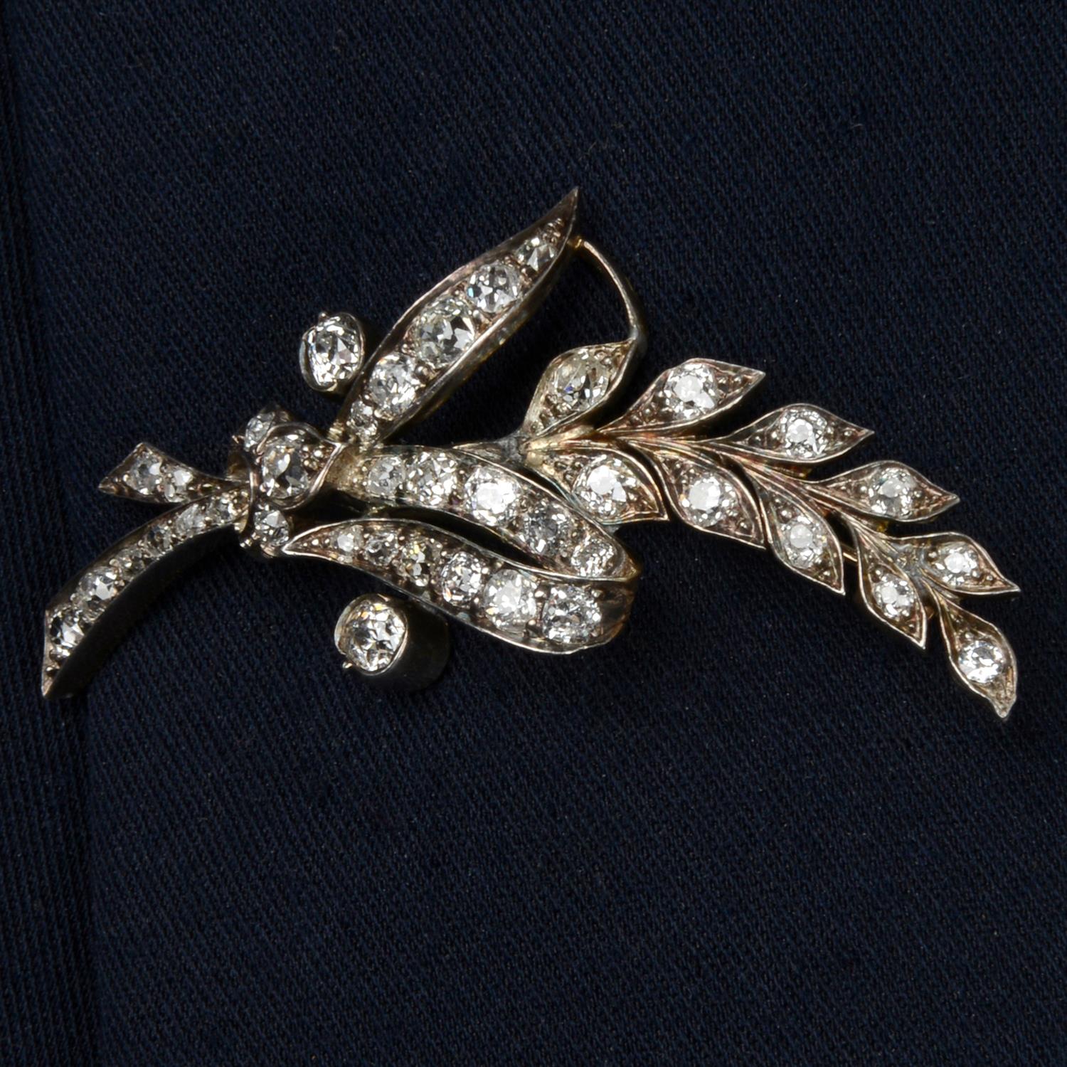 19th century silver and gold diamond floral brooch