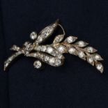 19th century silver and gold diamond floral brooch