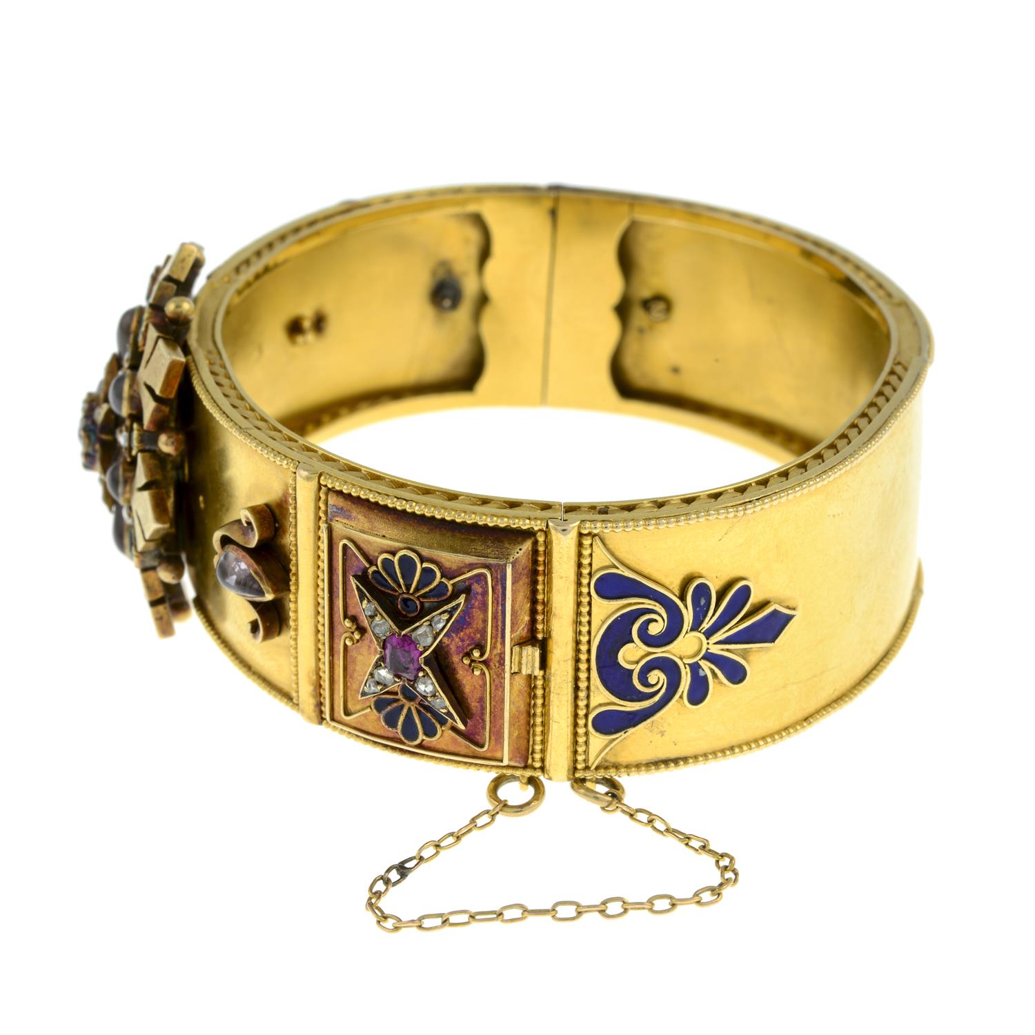 Gold gem and enamel bangle, by Carlo Giuliano - Image 4 of 5