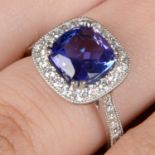 Platinum tanzanite and diamond ring