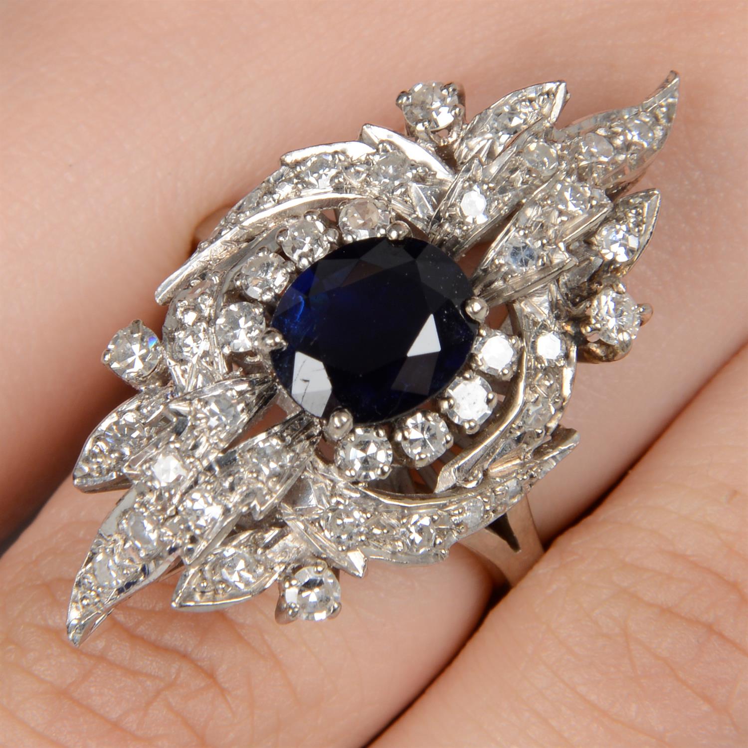 Mid 20th century sapphire and diamond ring