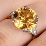 Brown zircon and diamond ring