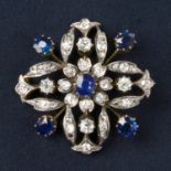 Victorian silver and gold, sapphire and diamond brooch