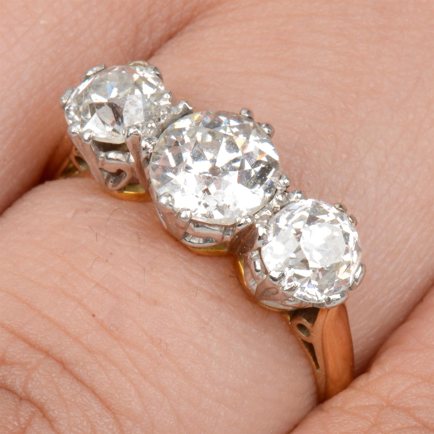 Early 20th century platinum and 18ct gold diamond ring