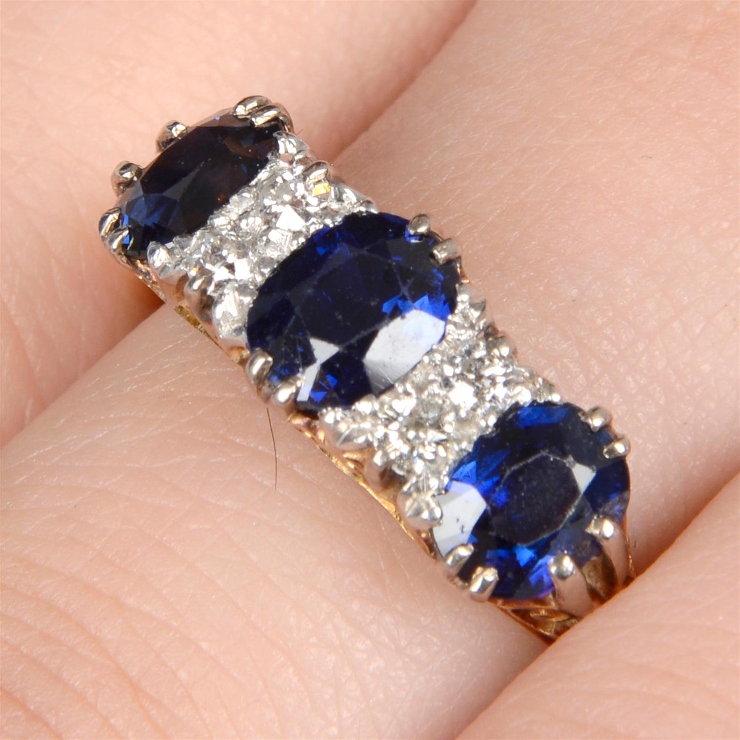 Early 20th century 18ct gold sapphire and diamond ring