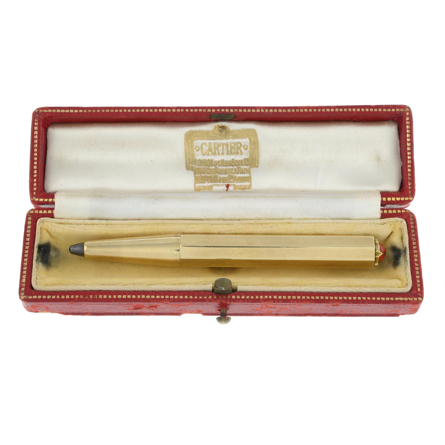 9ct gold pencil with ladybird terminal, by Cartier - Bild 5 aus 6