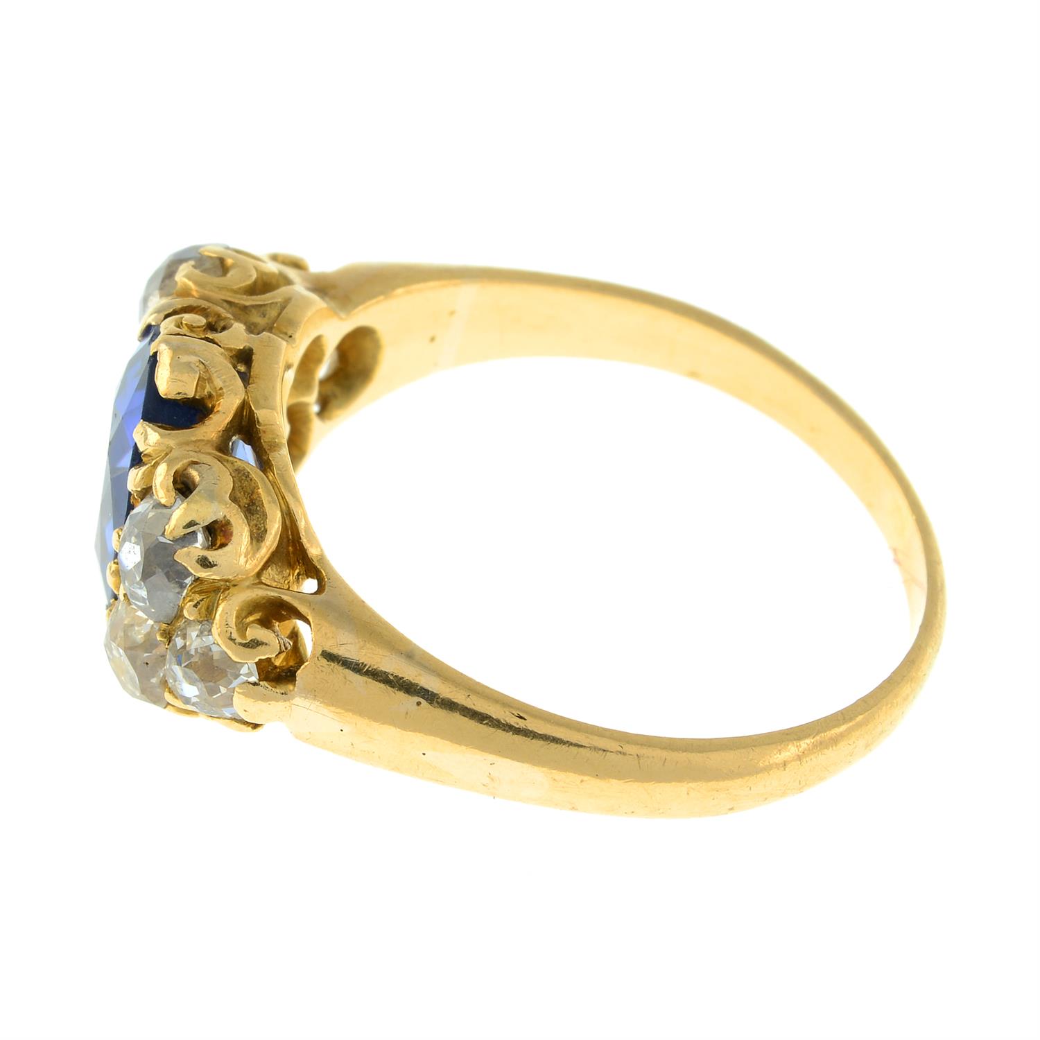 Late Victorian 18ct gold sapphire and diamond ring - Bild 4 aus 5