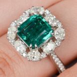 18ct gold Zambian emerald and diamond ring