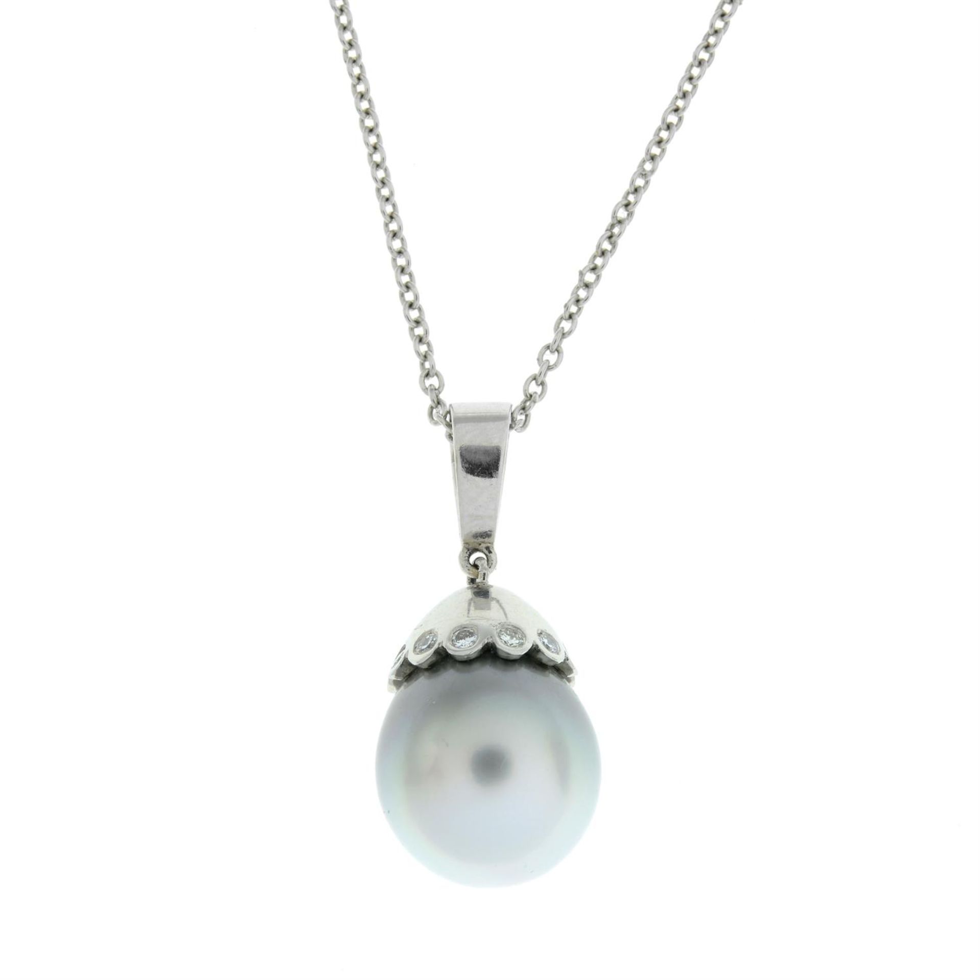 'Tahitian' cultured pearl and diamond pendant - Image 3 of 5