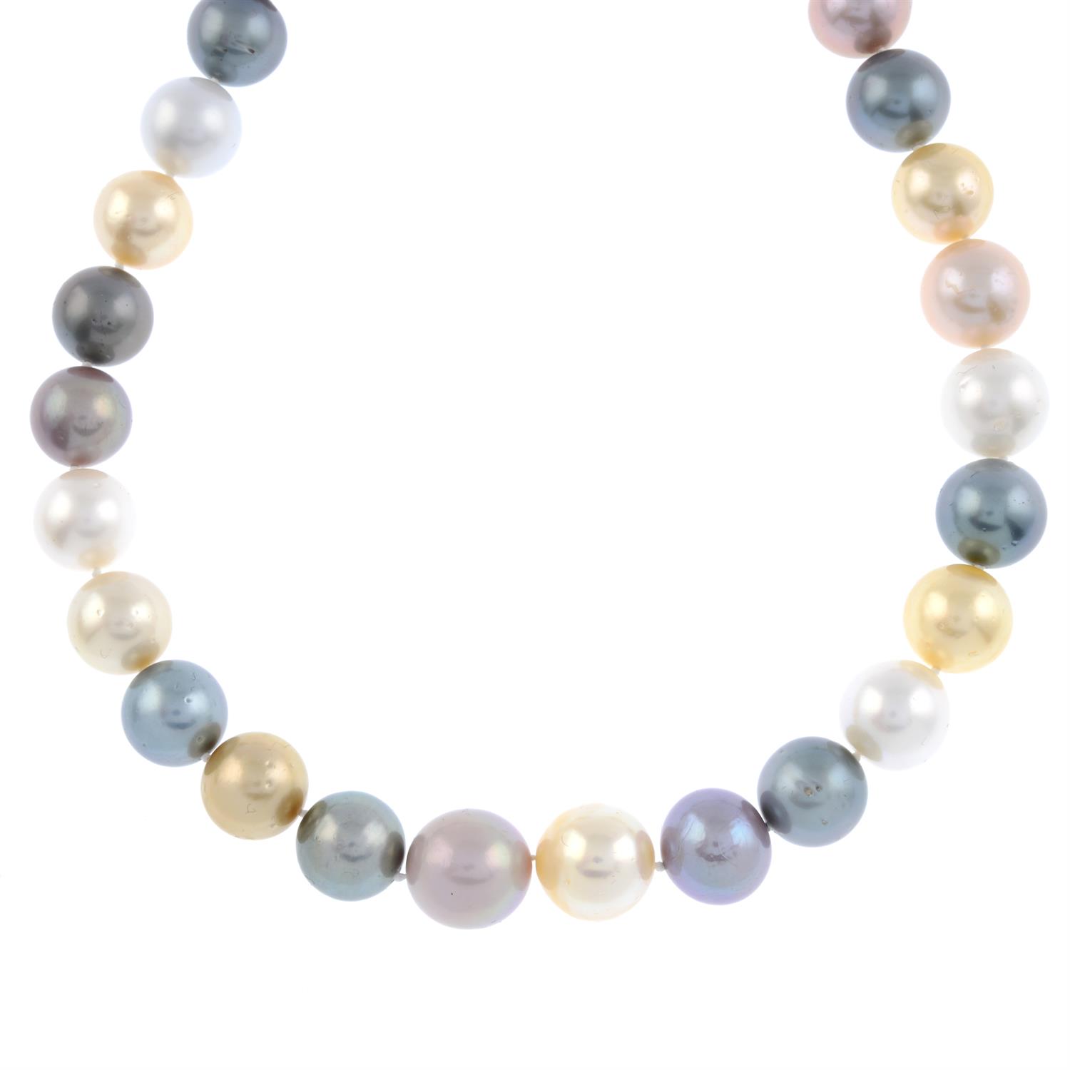 Multi-hue cultured pearl single-strand necklace - Image 3 of 4