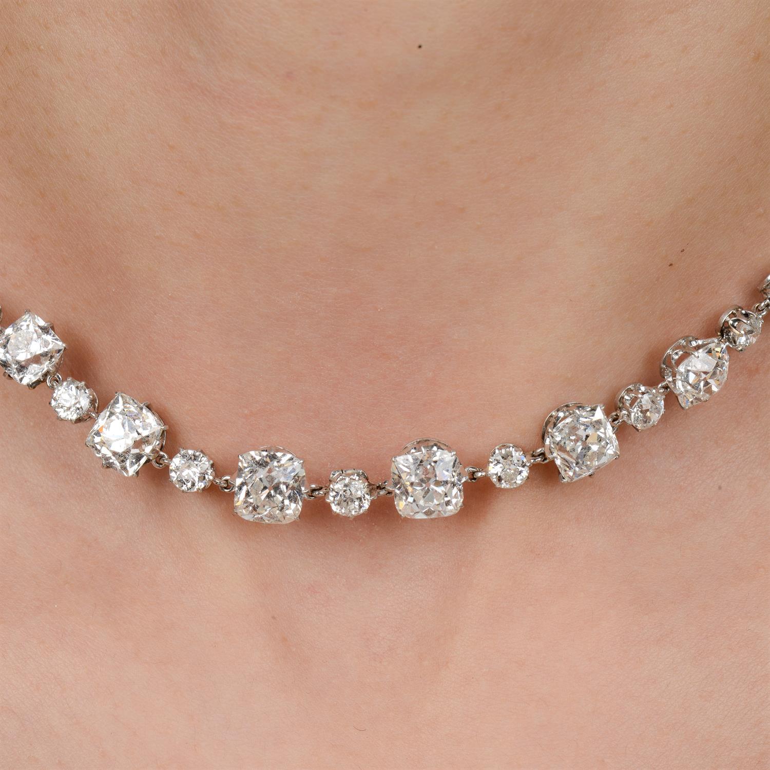 Early 20th century graduated diamond line necklace - Image 7 of 7