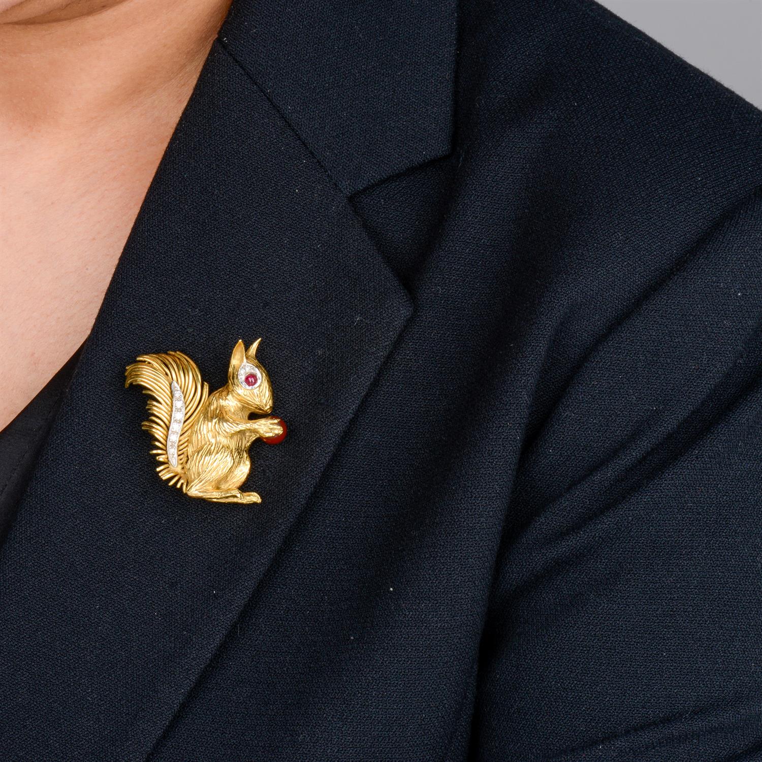 18ct gold gem-set squirrel brooch, by Kutchinsky - Bild 4 aus 4