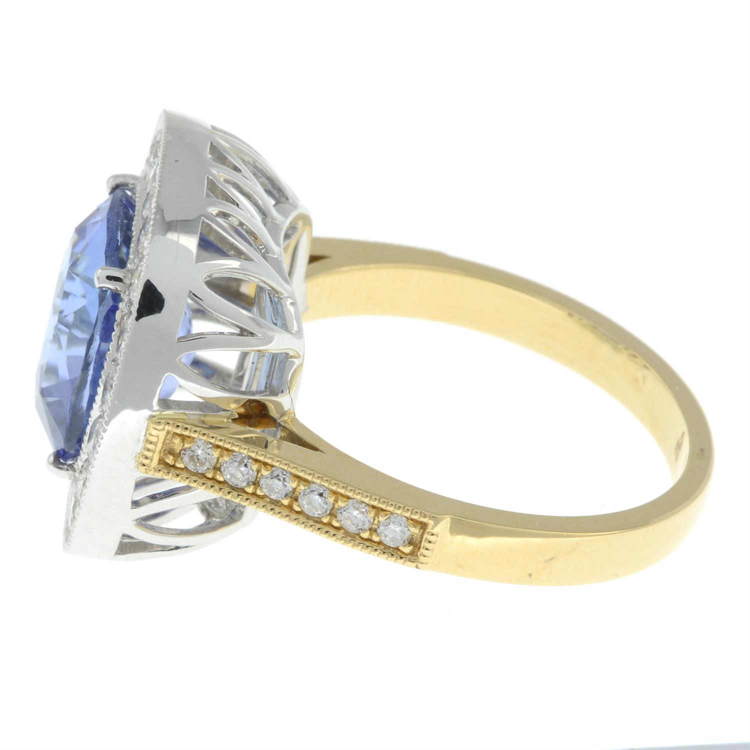 18ct gold Sri Lankan sapphire and diamond ring - Bild 4 aus 5