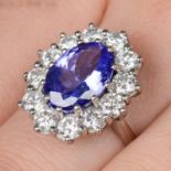 Tanzanite and diamond cluster ring