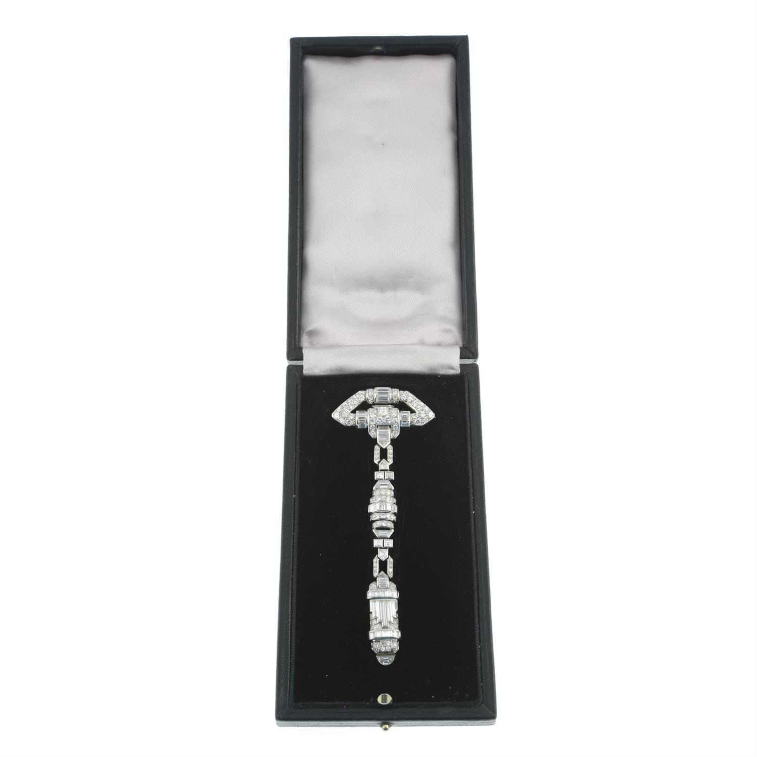 Art Deco platinum diamond brooch - Image 5 of 7