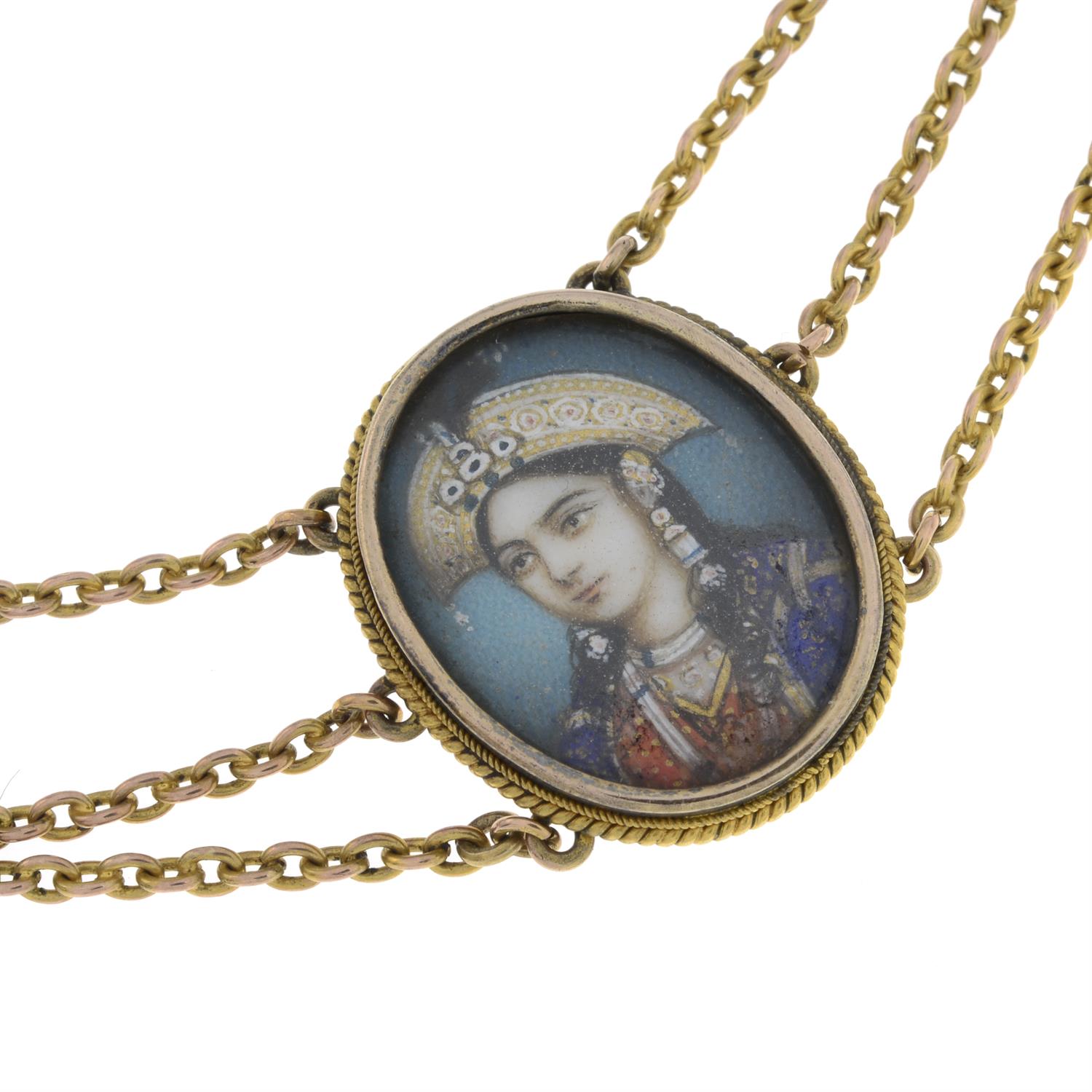 19th century gold Indian portrait miniature jewellery - Image 6 of 11