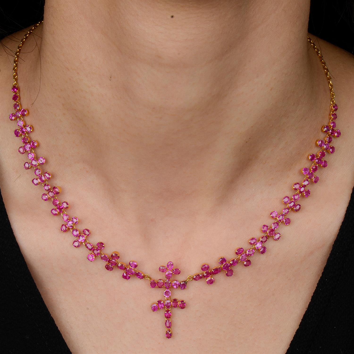 Pink sapphire necklace - Image 6 of 6