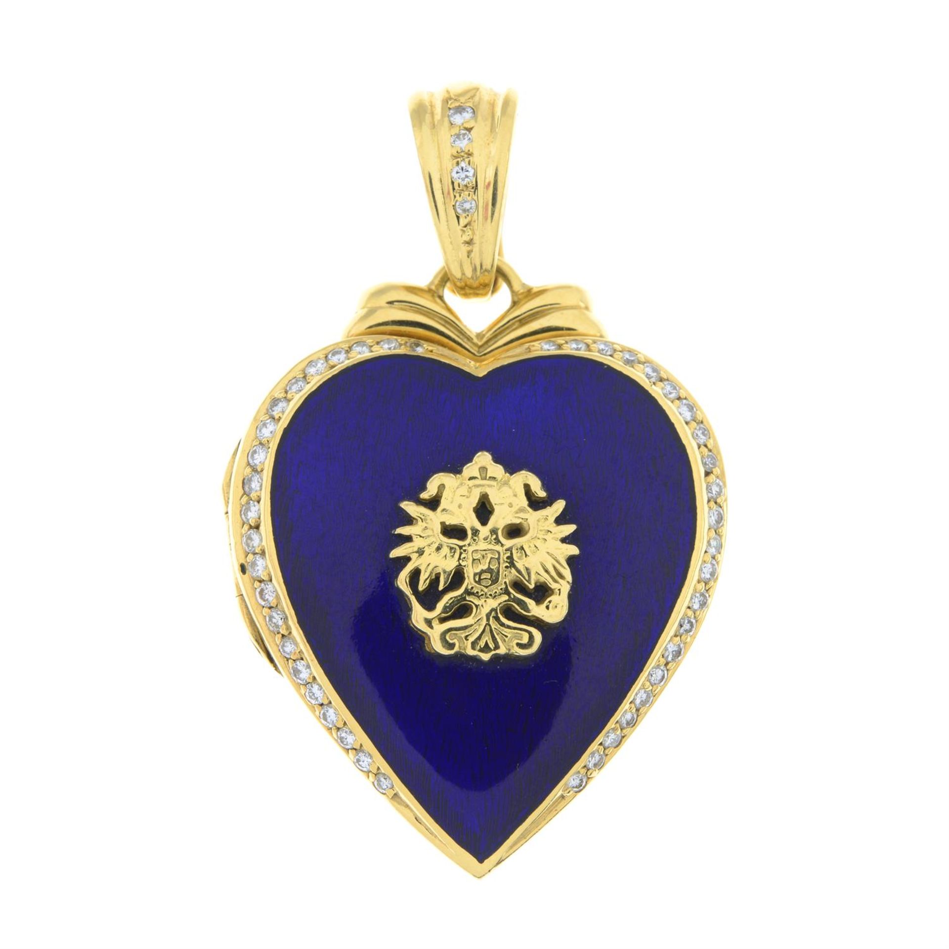 Diamond and enamel heart locket, by Fabergé - Image 2 of 6