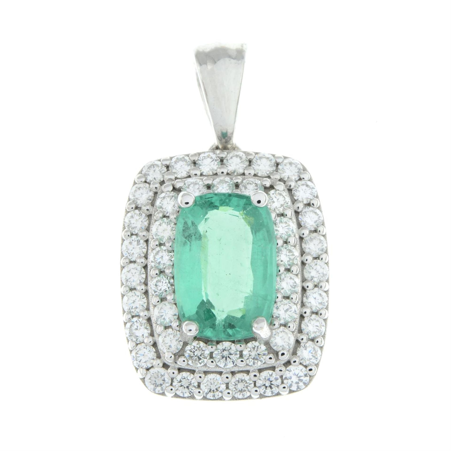 Emerald and diamond pendant - Image 2 of 4