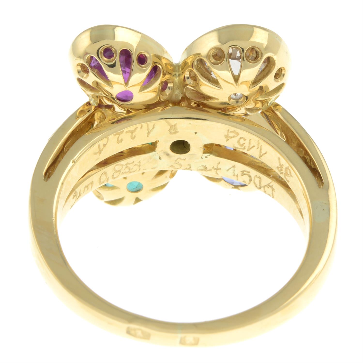 Diamond and gem four-leaf clover ring - Image 3 of 5