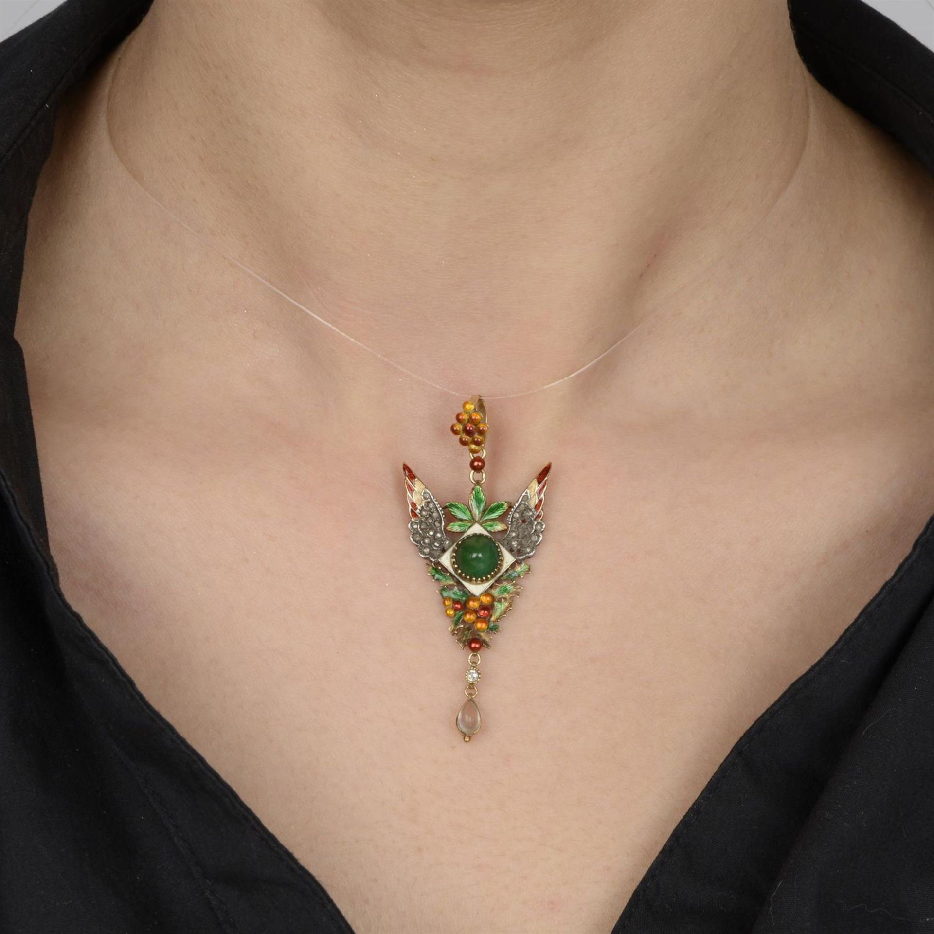 Enamel and gem pendant, by Carlo & Arthur Giuliano - Image 4 of 4