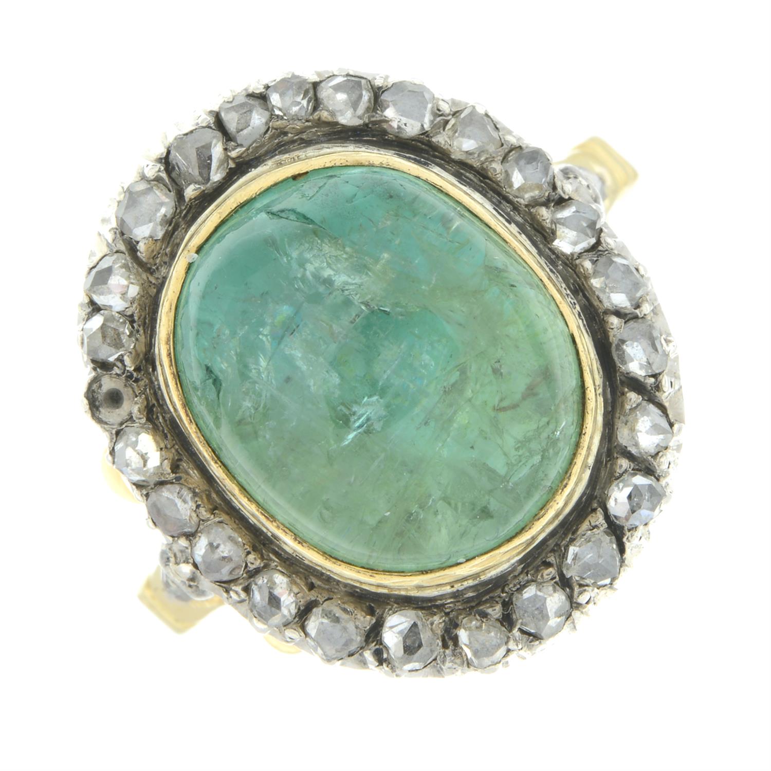 Emerald and rose cut diamond ring - Bild 2 aus 6