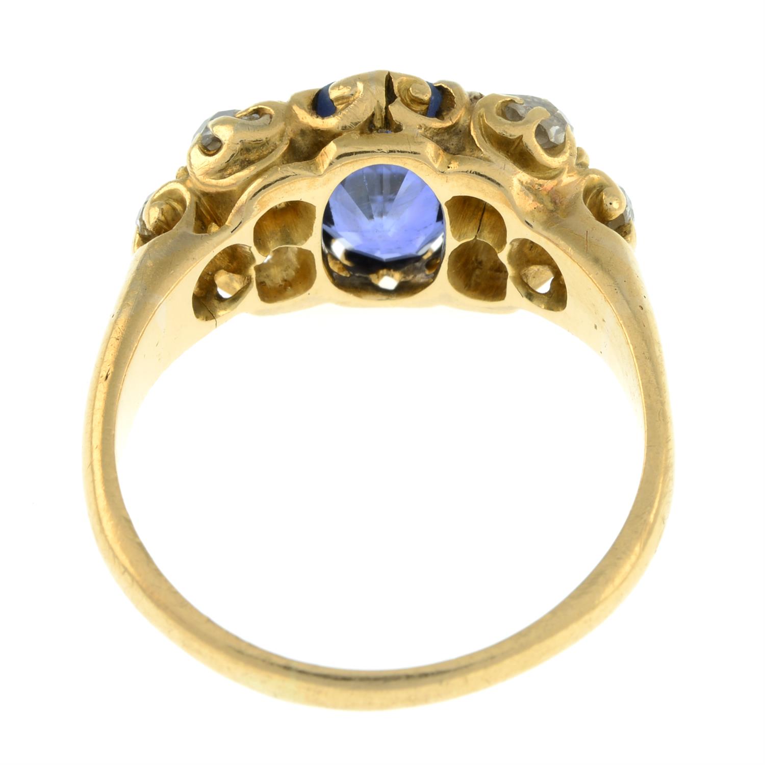 Late Victorian 18ct gold sapphire and diamond ring - Bild 3 aus 5