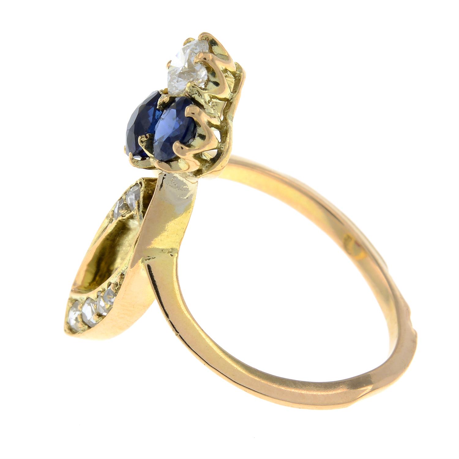 Russian Art Nouveau gold diamond and sapphire ring - Image 4 of 5