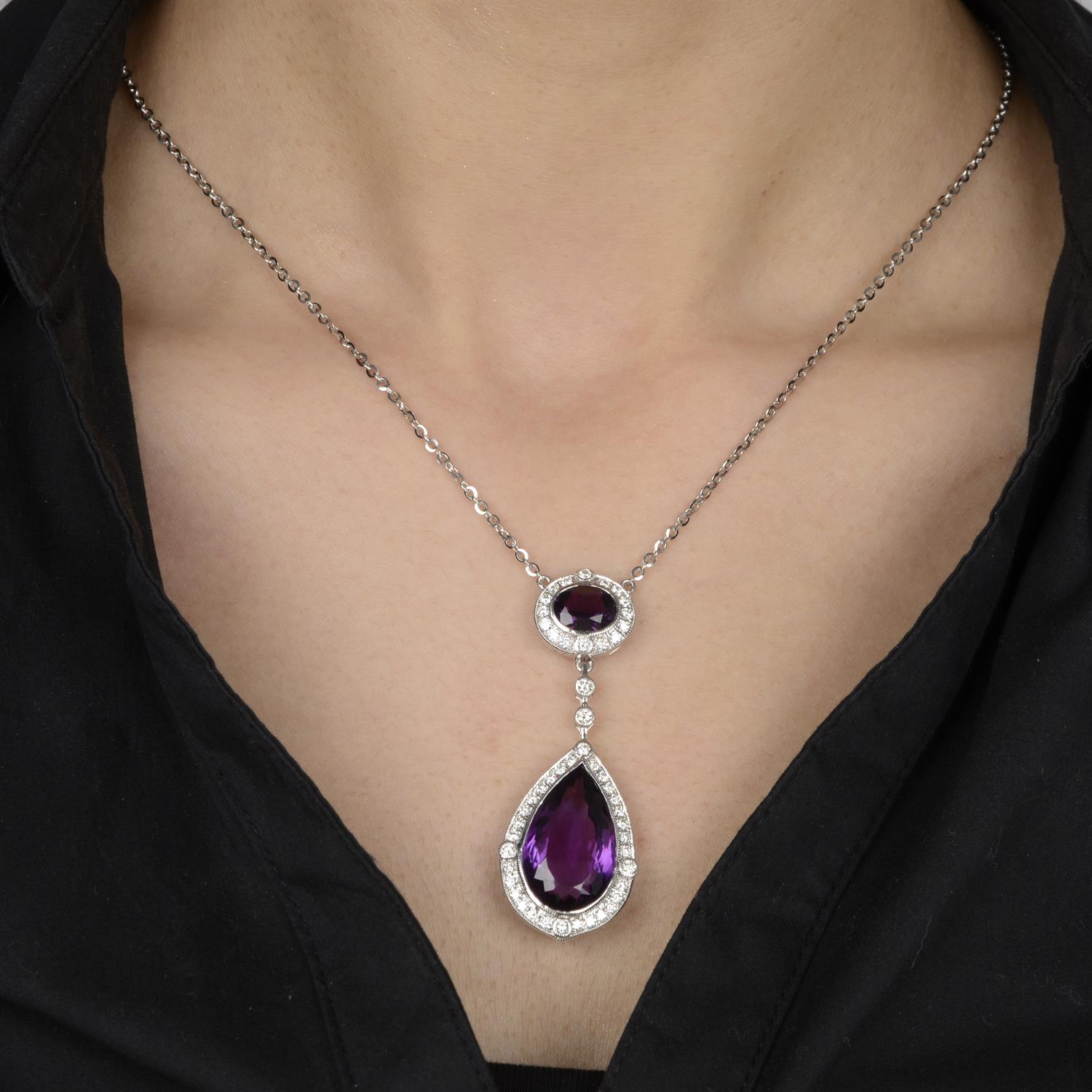 Amethyst and diamond pendant - Image 5 of 5