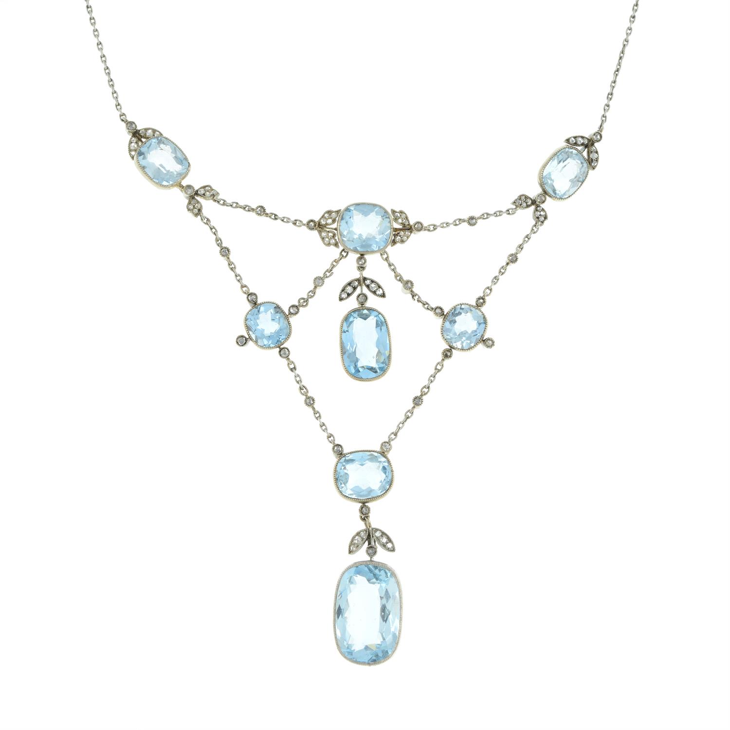Aquamarine and diamond necklace - Bild 2 aus 6
