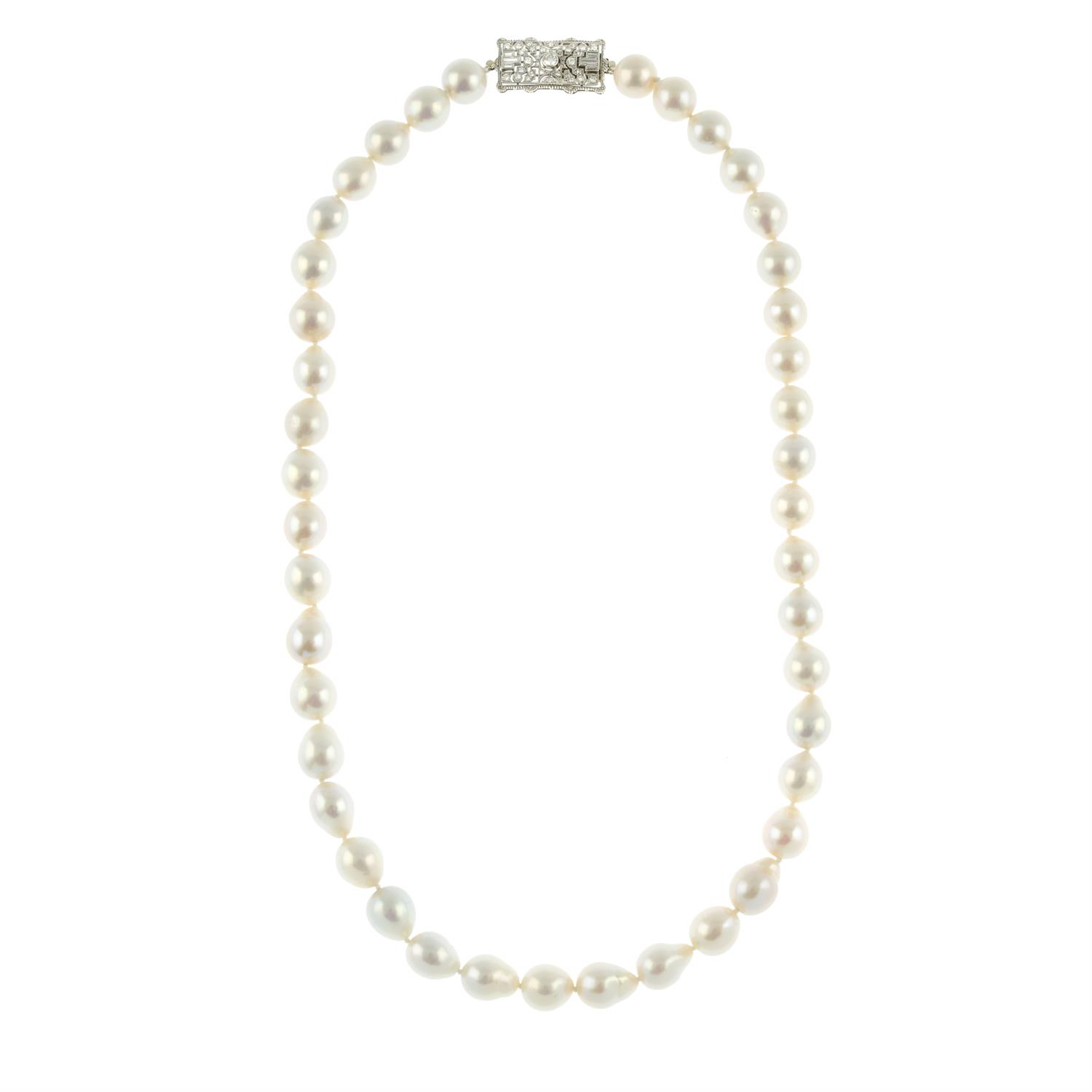 Cultured pearl and diamond necklace - Image 2 of 7