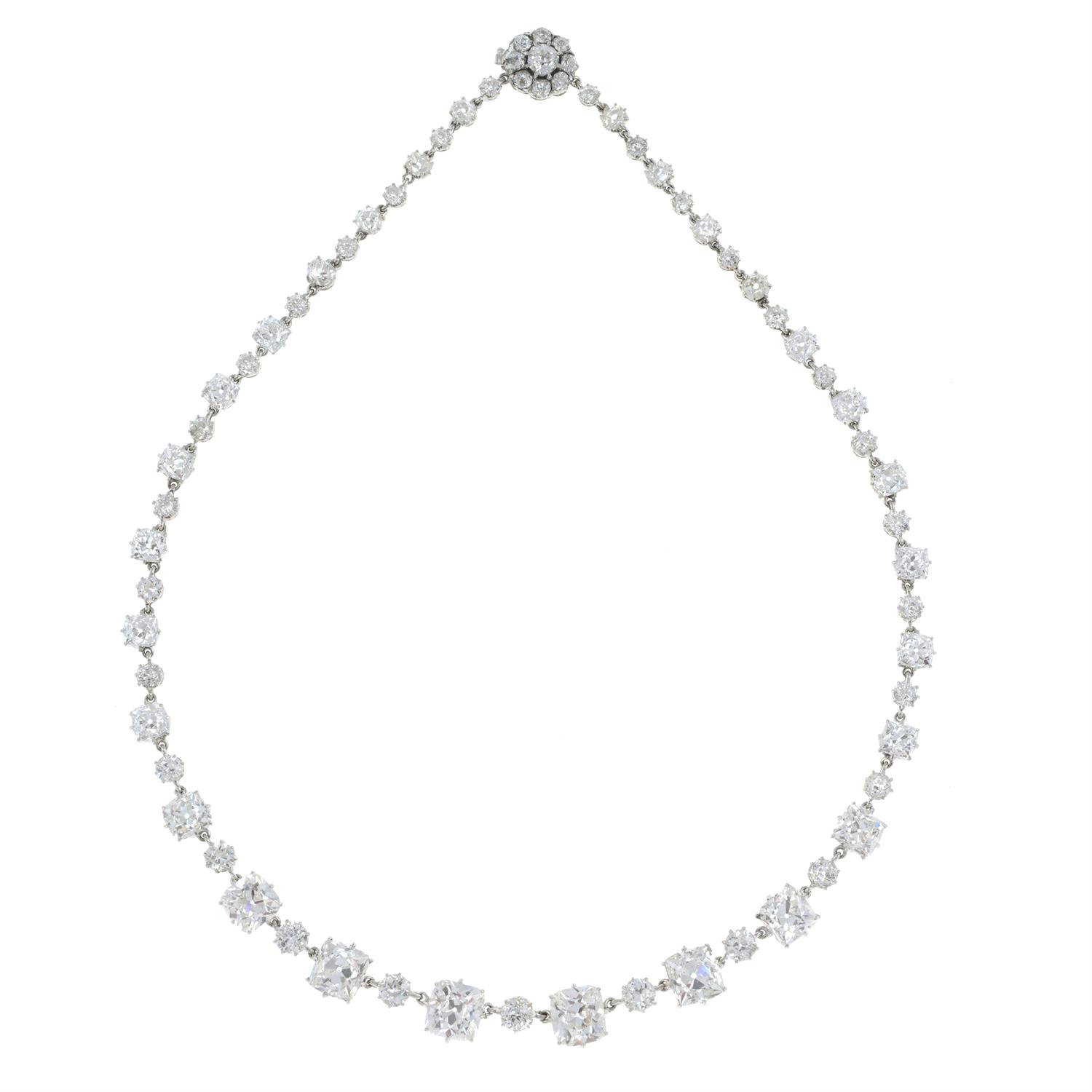 Early 20th century graduated diamond line necklace - Image 2 of 7