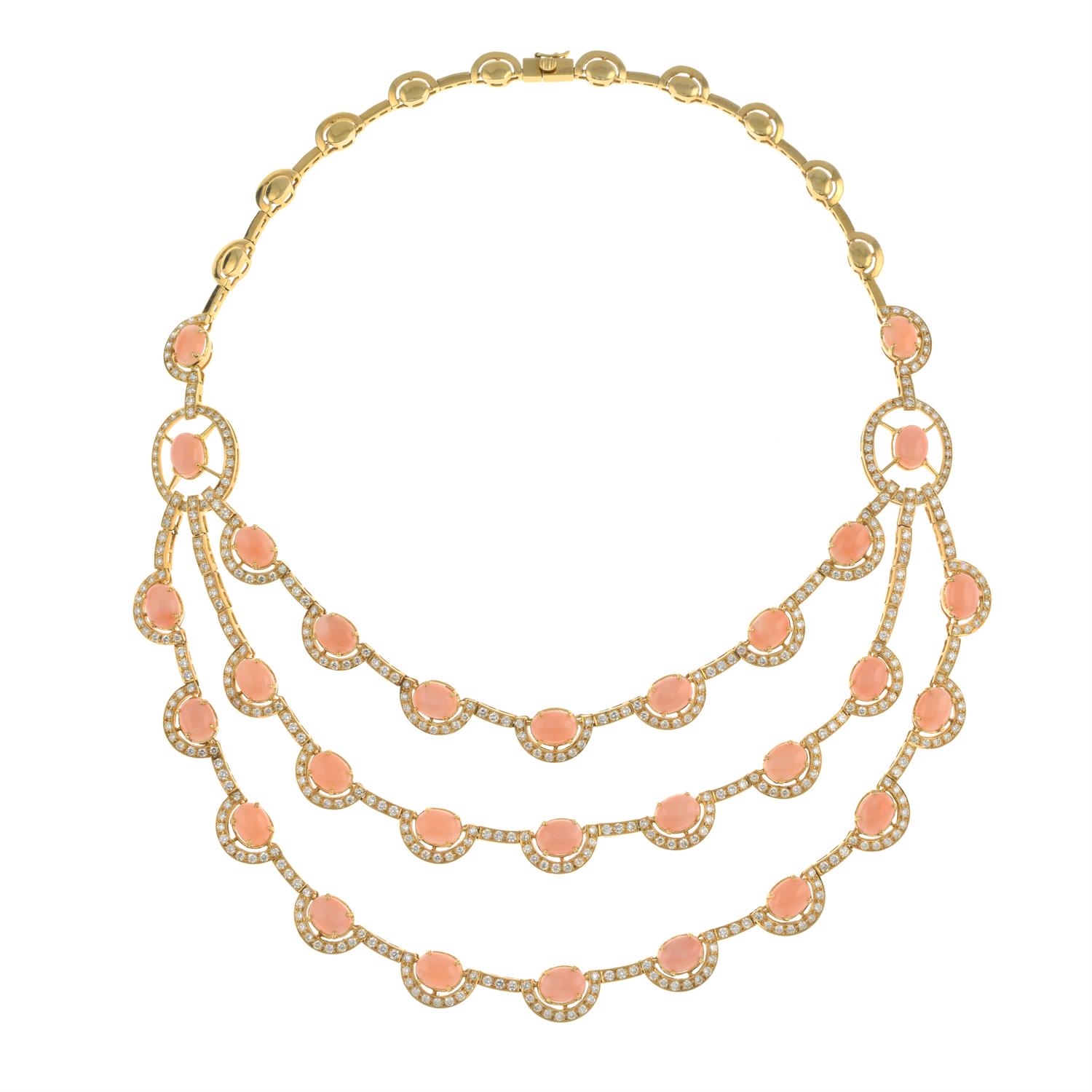 Coral and diamond necklace - Image 2 of 6