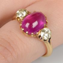 Late 19th century 18ct gold Burmese ruby and diamond ring