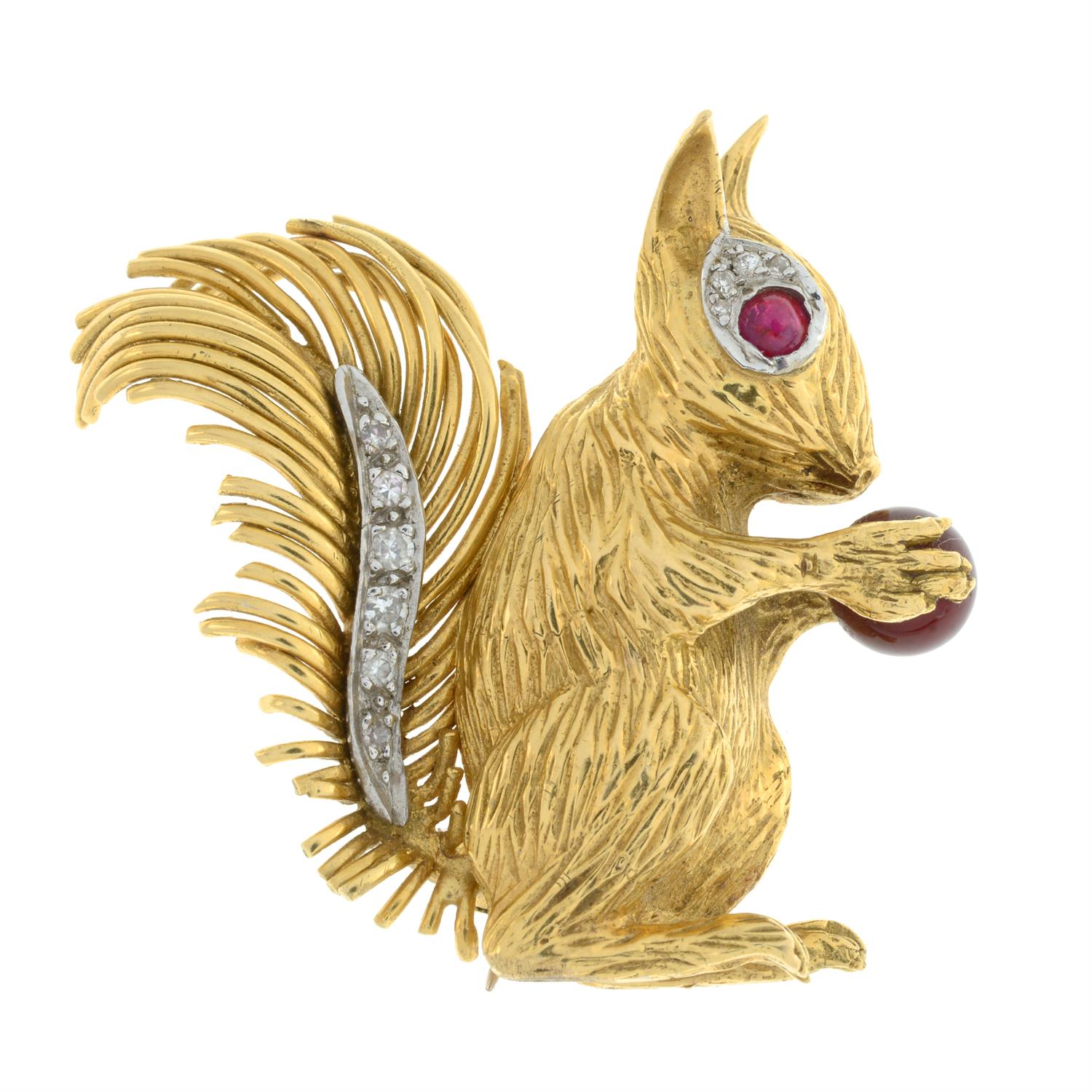 18ct gold gem-set squirrel brooch, by Kutchinsky - Bild 2 aus 4