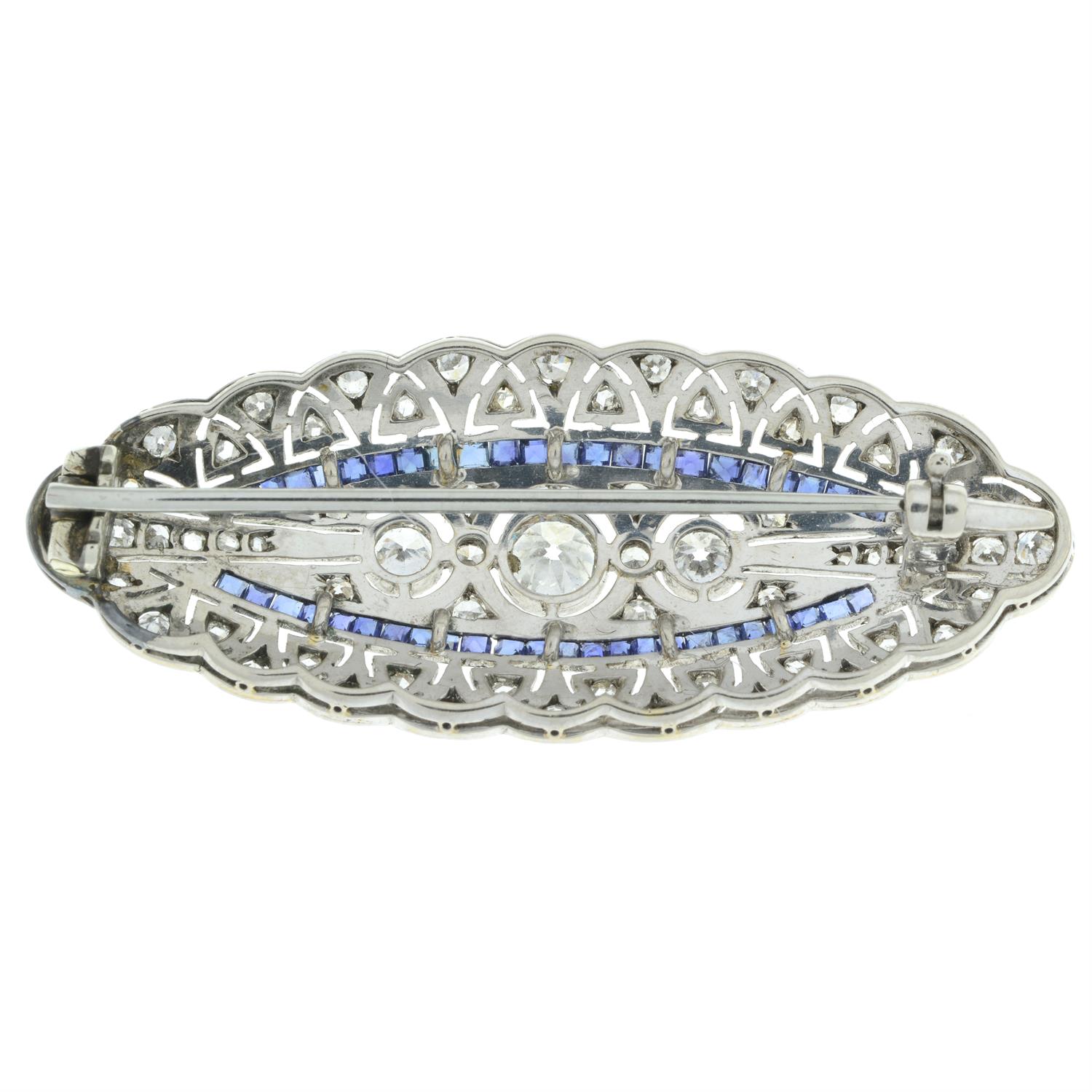 Mid 20th century diamond and sapphire brooch - Image 3 of 3