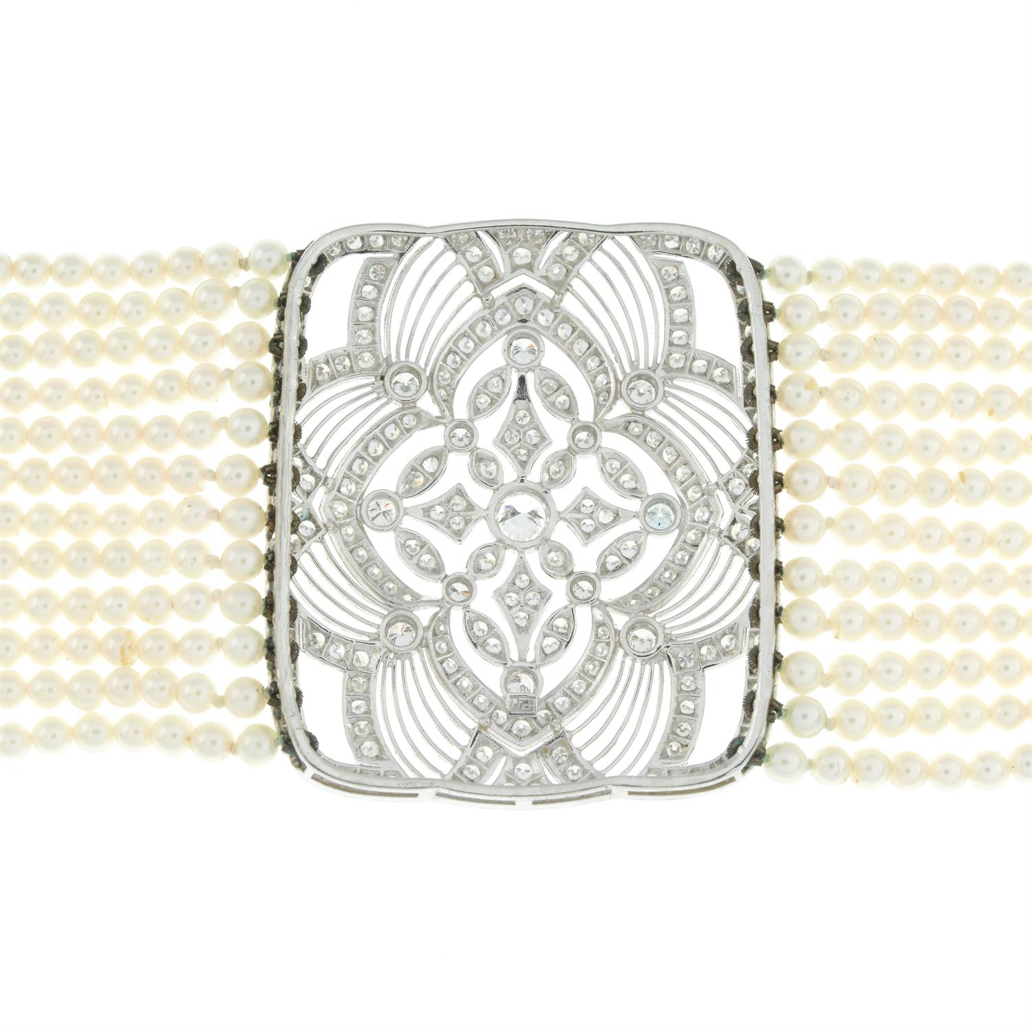 Seed pearl and diamond choker necklace, by Adler - Bild 6 aus 6
