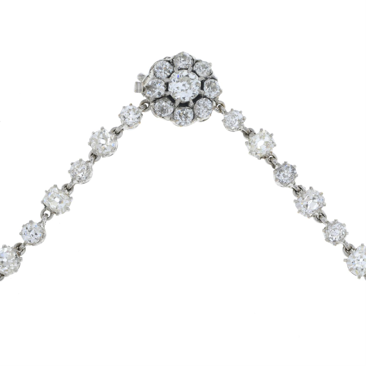 Early 20th century graduated diamond line necklace - Image 3 of 7