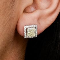 'yellow' diamond and diamond earrings