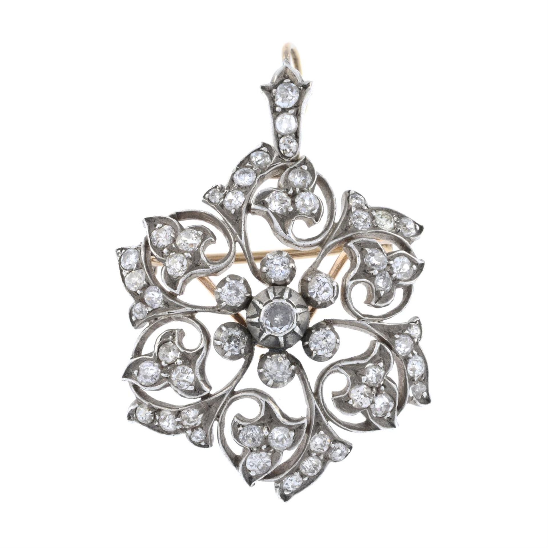 Victorian silver and gold diamond pendant/brooch - Image 2 of 4