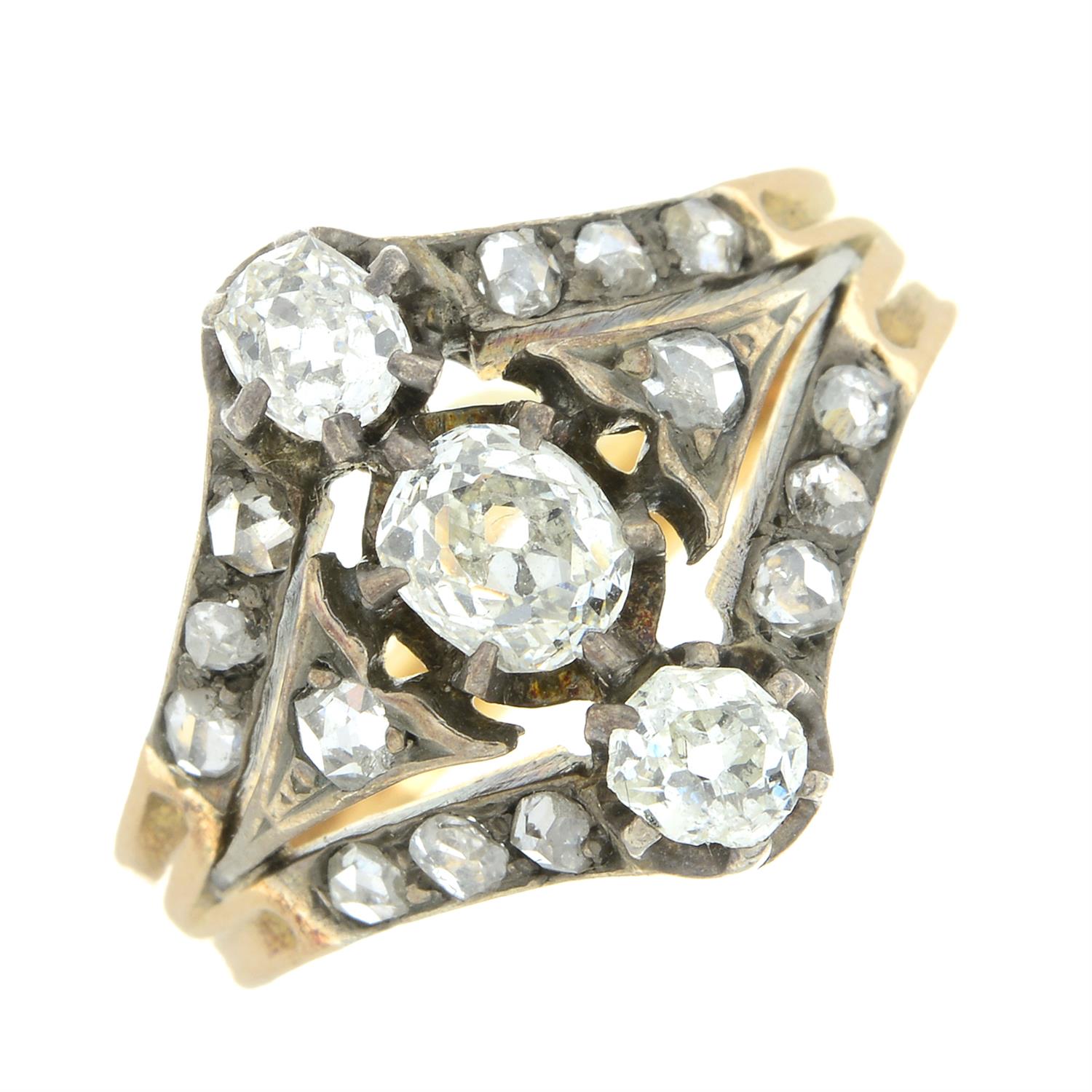 19th century silver and gold diamond ring - Bild 2 aus 5