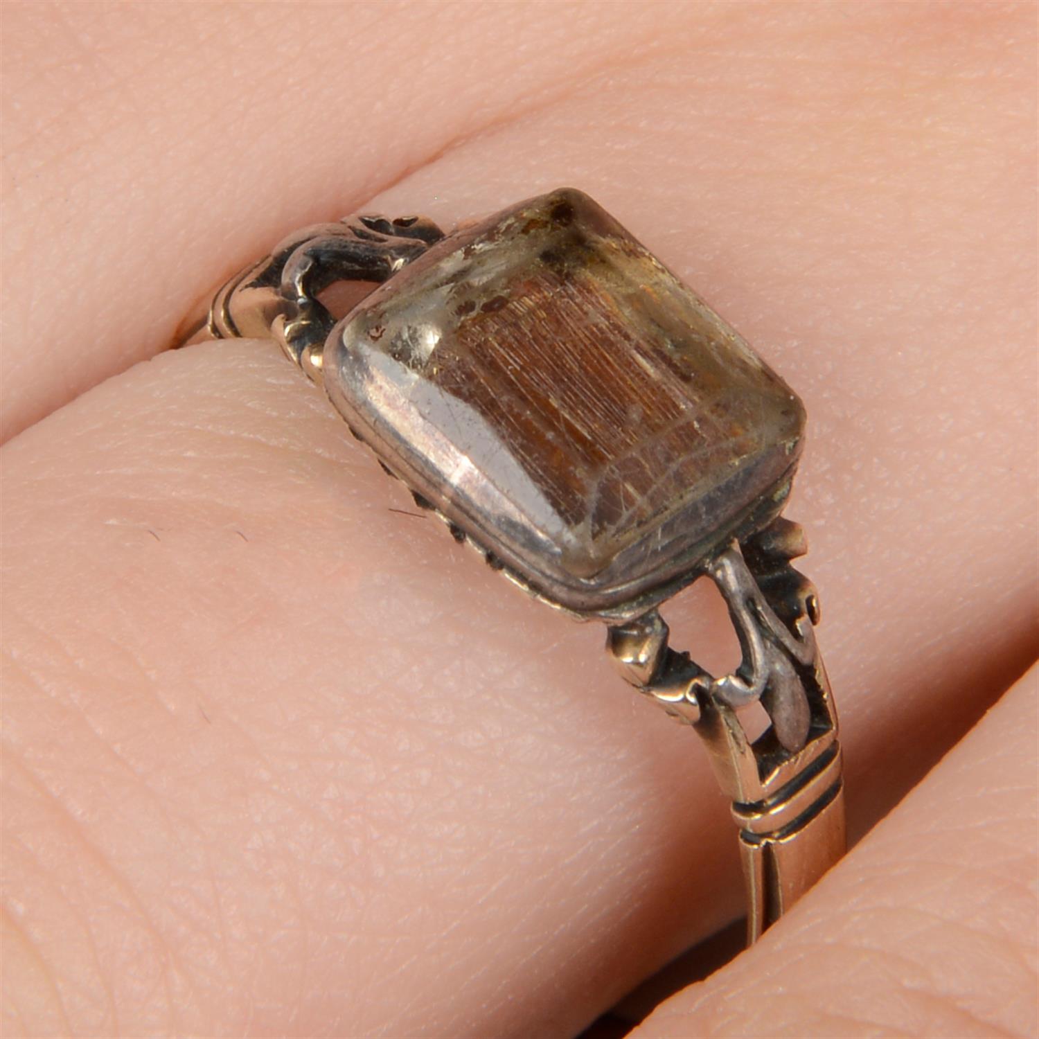 Georgian silver and gold rock crystal mourning ring