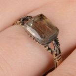 Georgian silver and gold rock crystal mourning ring