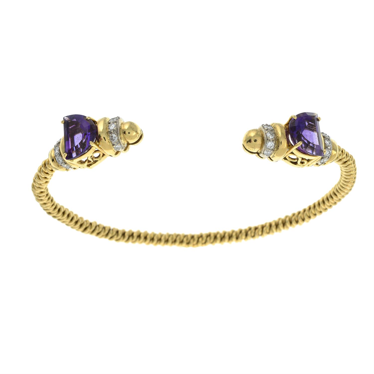 18ct gold amethyst and diamond bangle - Bild 2 aus 6