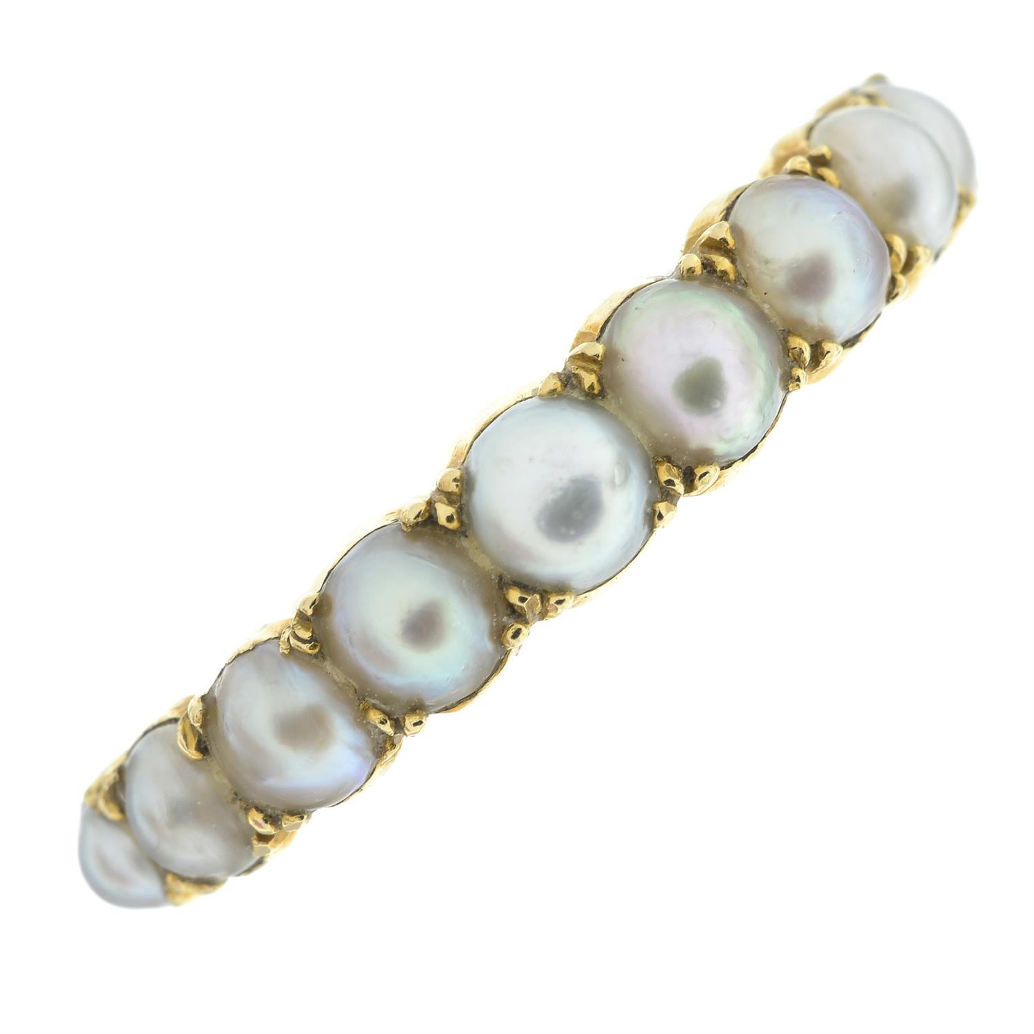 19th century gold split pearl half eternity ring - Image 2 of 6