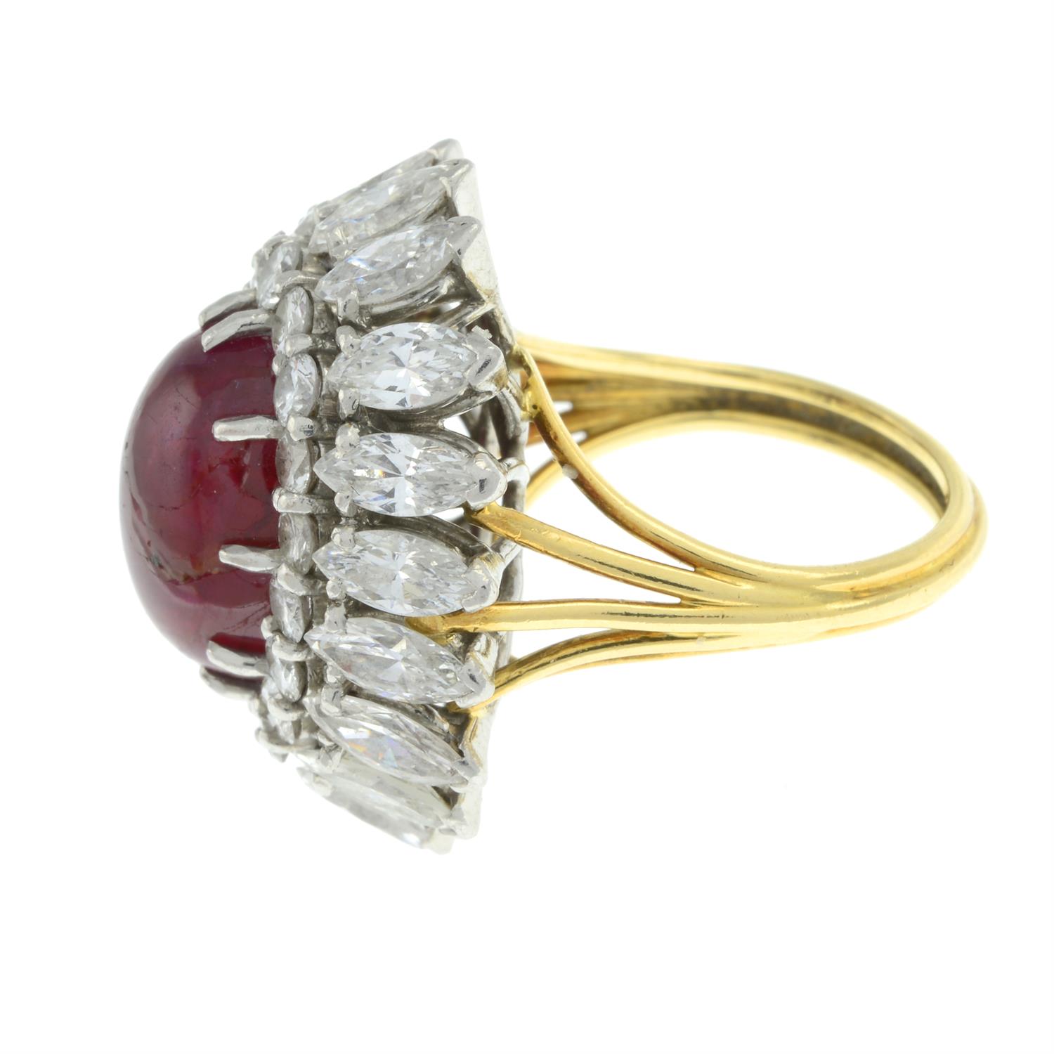 Ruby cabochon and diamond ring - Image 4 of 5